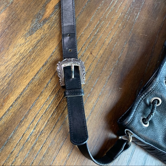 Fossil Vintage Black Drawstring Bucket crossbody Bag Genuine Leather 75082 - Picture 4 of 8